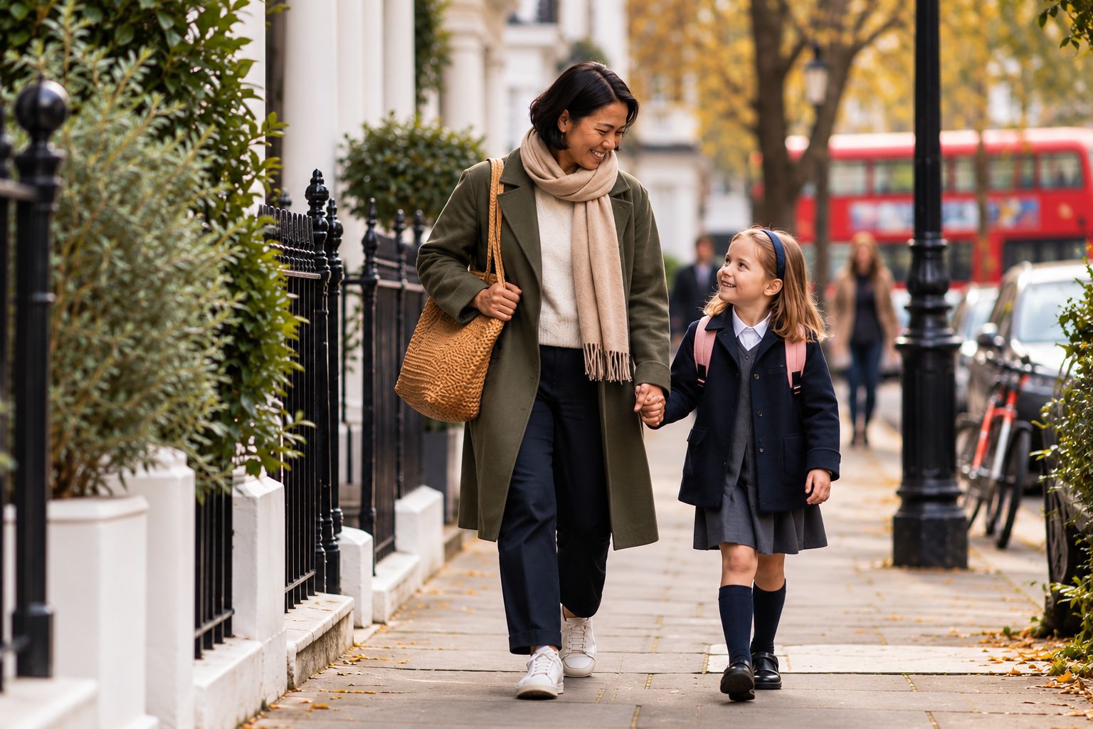 A nanny with children in a London family home